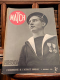 Magazine Match 1939 ancien, marin médaillé, presse vintage rétro WW2