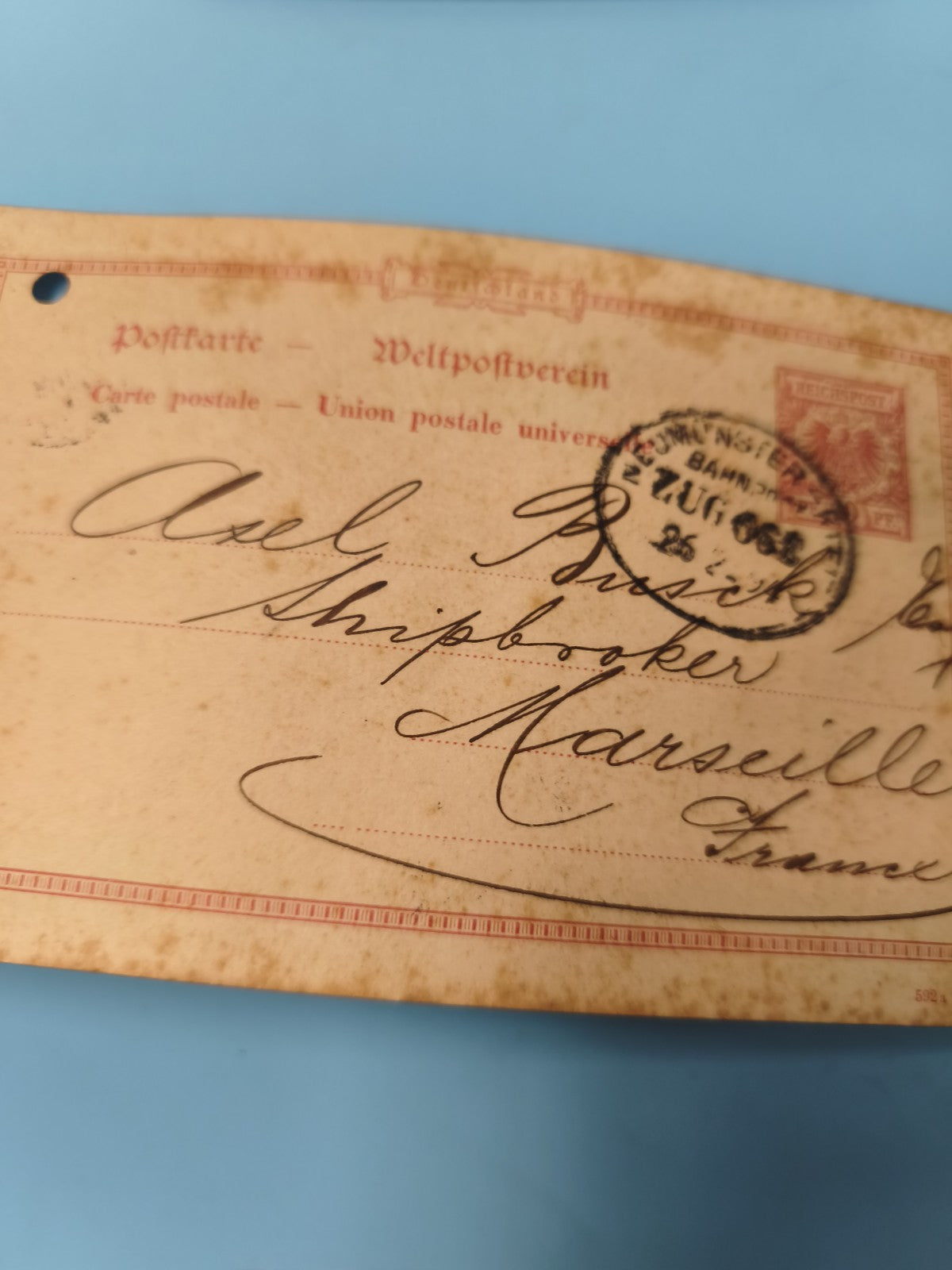 Ancienne enveloppe oblitérée fin XIXe philatélie Allemagne Marseille (Ref 9)