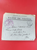 Enveloppe philatélie Mairie de Toudon Alpes-Maritimes cachet visible