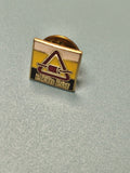 Vintage pin's Plein Pot carré émaillé jaune rouge rétro collection (Ref 8)