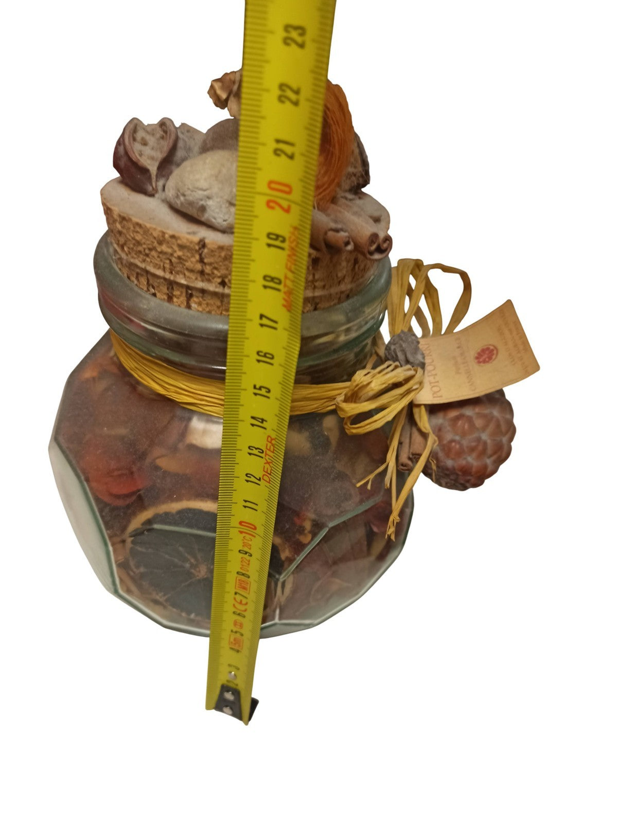 Pot-pourri ancien rétro en verre, grand bocal déco vintage, couvercle liège