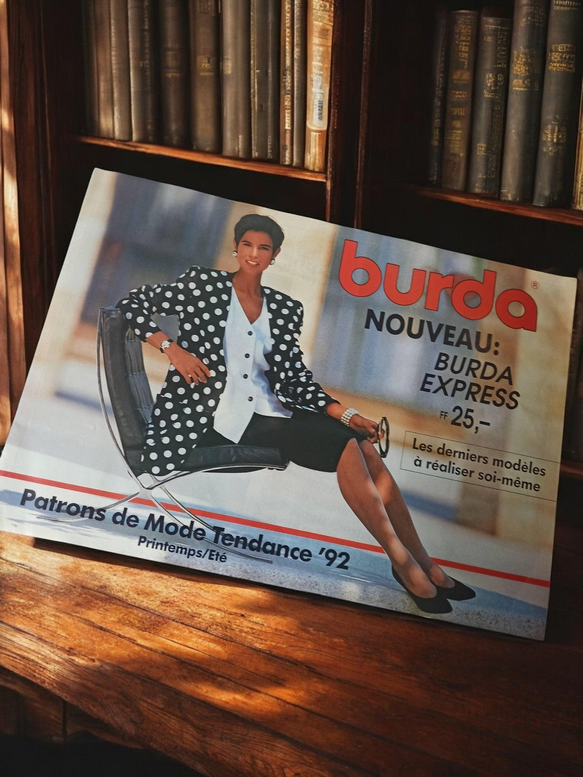 Patron couture Burda vintage 1992, magazine mode ancien, rétro printemps été