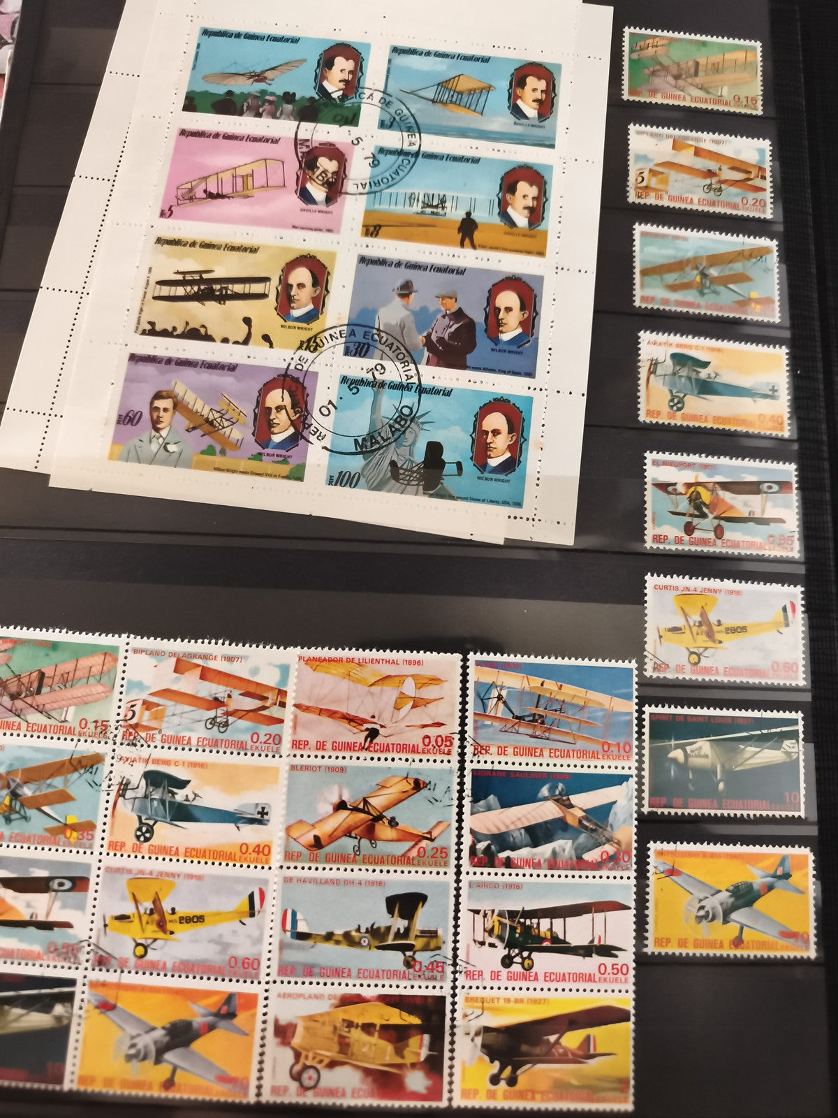 Timbres anciens Guinée Équatoriale aviation aviateurs avions thématique lot
