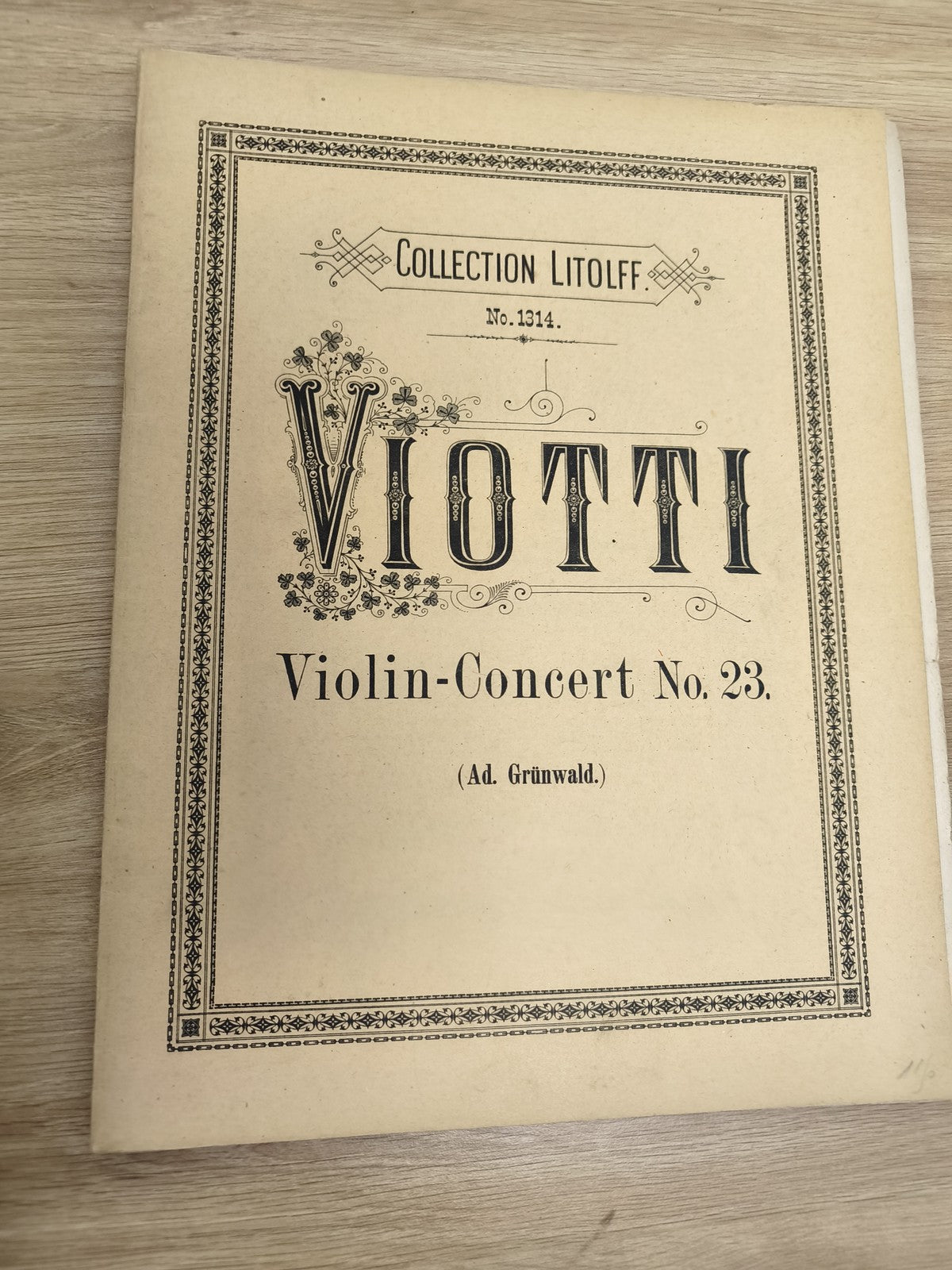 Ancien livre partitions violon piano Viotti Collection Litolff No.1314 déco