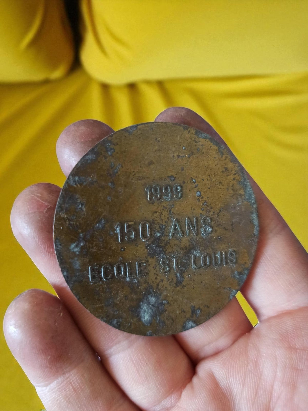 Médaille bronze profil lauré École Saint Louis ancienne vintage