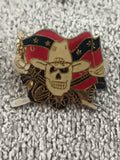 Pin's vintage tête de mort cowboy drapeau étoilé émaillé western (Ref 10)