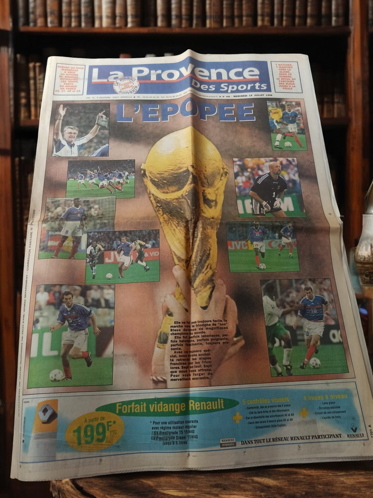 Journal ancien La Provence Coupe du Monde 1998 football rétro vintage