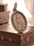Pendentif religieux vintage St Joseph métal, médaille catholique ancienne