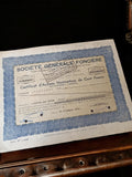 Certificat action nominative SOCIÉTÉ GÉNÉRALE FONCIÈRE 1943 document ancien