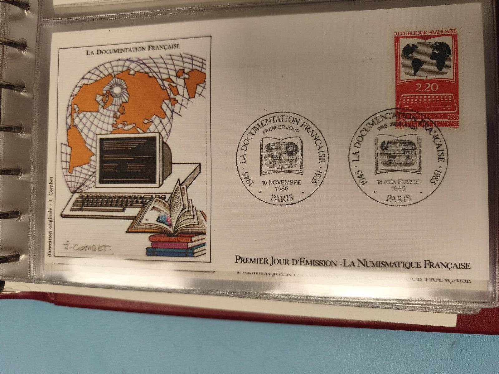 Enveloppe FDC premier jour La Documentation Française 1985, illustration ordinat