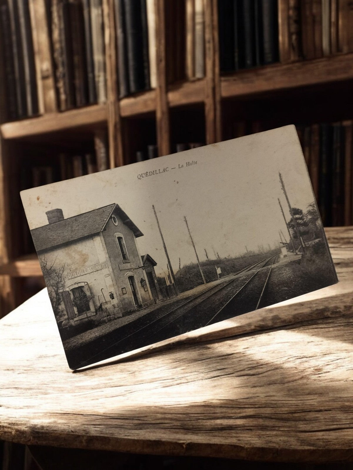 Carte postale ancienne Quédillac La Halle photo vintage rétro ferroviaire