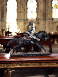 Figurine plomb cavalier Napoléonien cheval noir décorée main souvenir armée