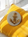 Bouton Marine Nationale vintage métal doré ancre relief rond ancien uniforme