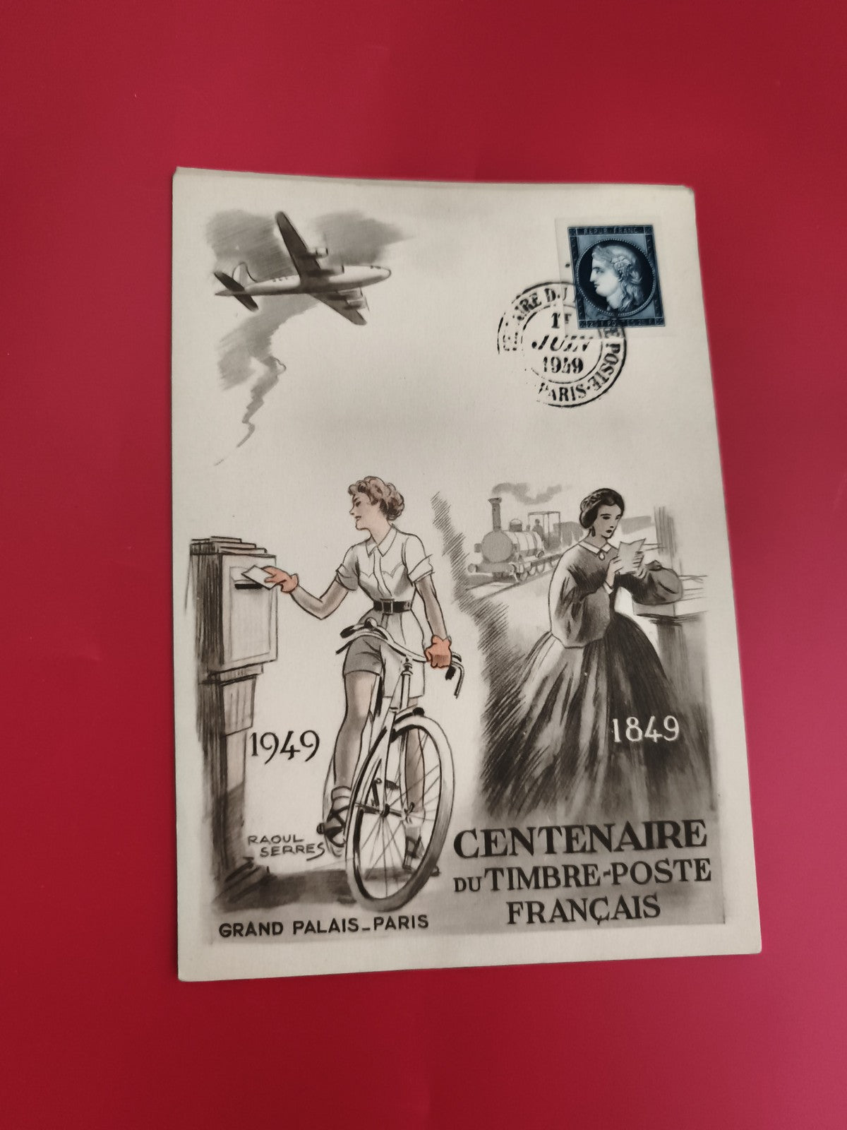 Carte commémorative Centenaire timbre-poste français 1949 Grand Palais Paris