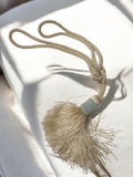 Embrasse rideau vintage crème, passementerie rétro déco maison d’occasion