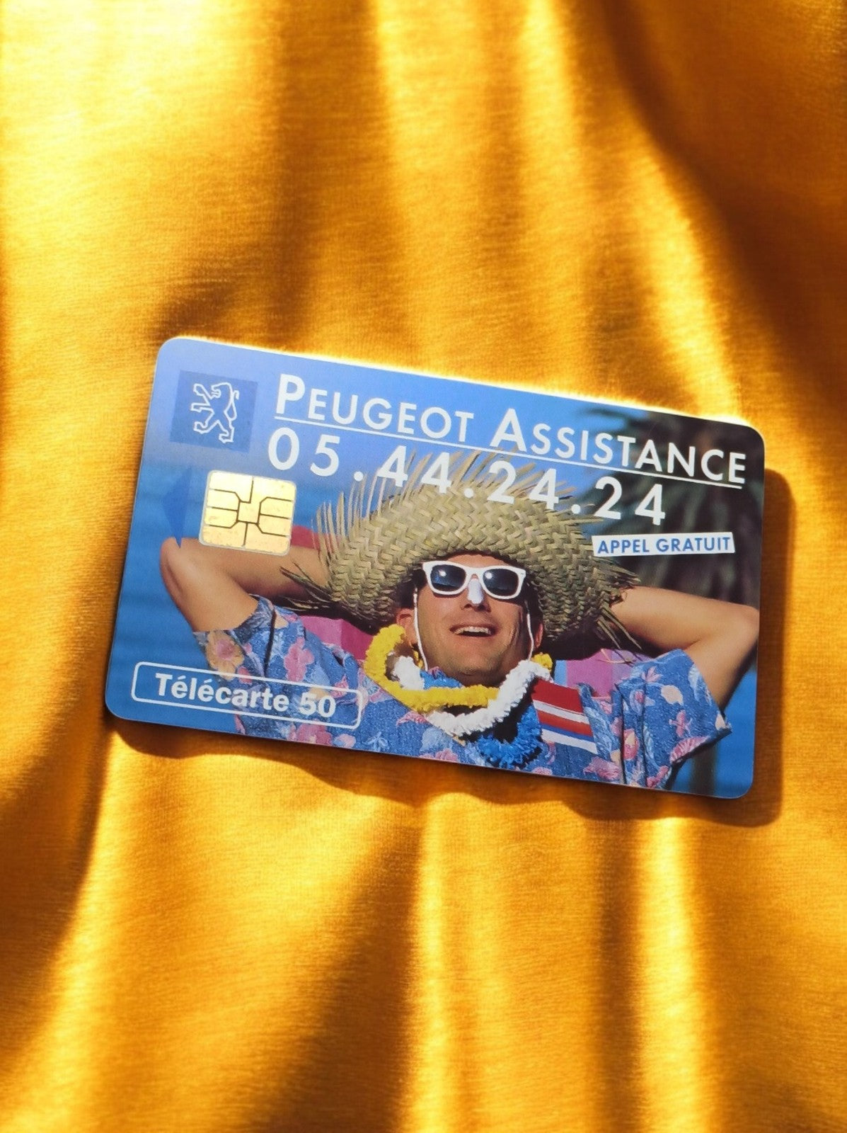 Télécarte Peugeot Assistance vintage, carte téléphonique 50 unités, années 90
