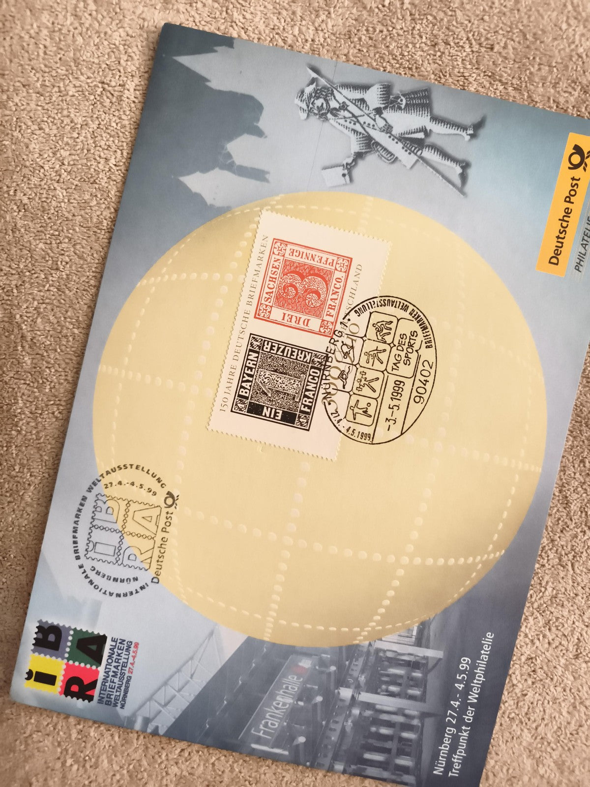 Bloc souvenir philatélie IBRA 1999 Deutsche Post Nuremberg timbres Allemagne