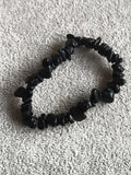 Bracelet élastique pierres noires naturelles, chips irréguliers, bijou fantaisie