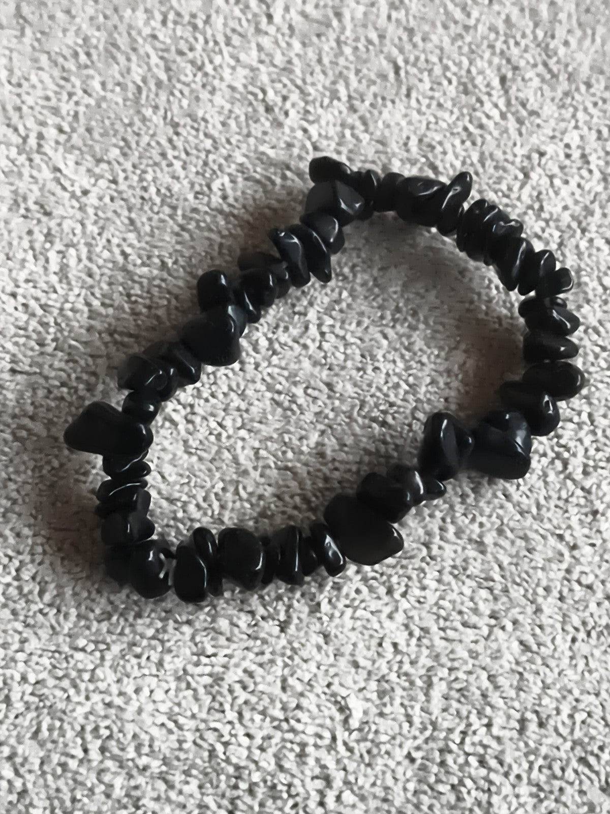 Bracelet élastique pierres noires naturelles, chips irréguliers, bijou fantaisie