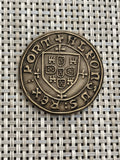 Médaille ancienne Portugal style médiéval blason Alfonso bronze patiné
