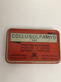 Boîte publicitaire ancienne Collusulfamyd Laboratoires Toraude Paris rouge vinta