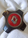 Enjoliveur central ancien Renault rétro, cabochon rouge logo losange, occasion