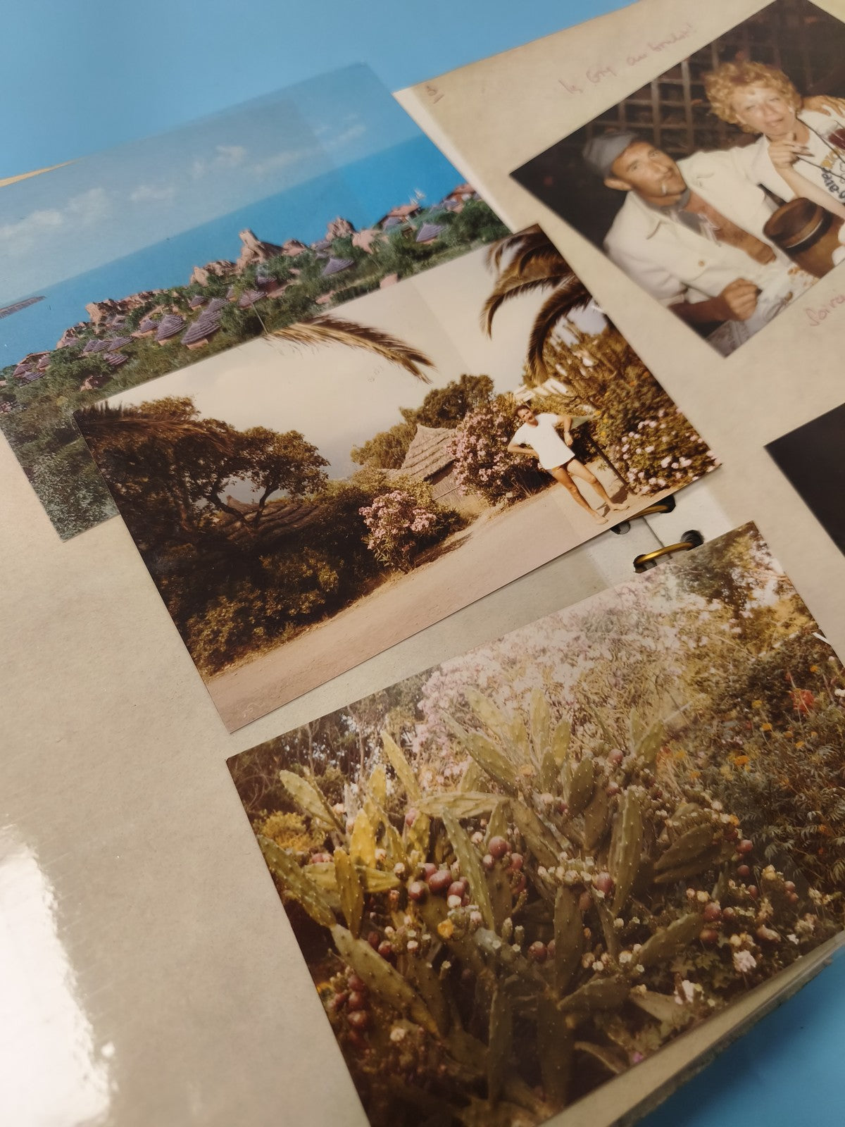 Ancien classeur photos de voyage Sicile 1978 vintage, pages manuscrites