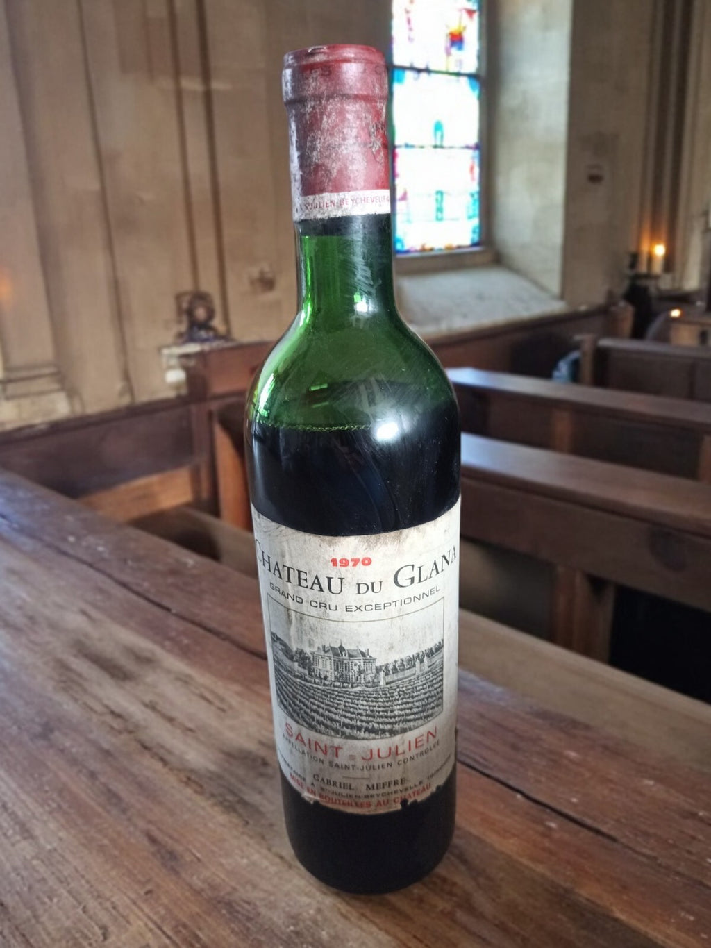 Bouteille vin ancien Château du Glana 1970 Saint-Julien Bordeaux rouge