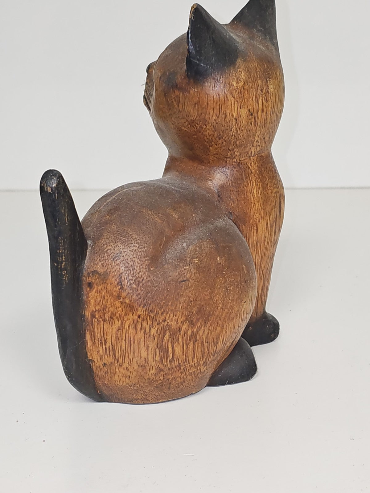 Vintage Holzkatzenstatue Alte Skulptur Retro Deko Tier Sammlerstück ant