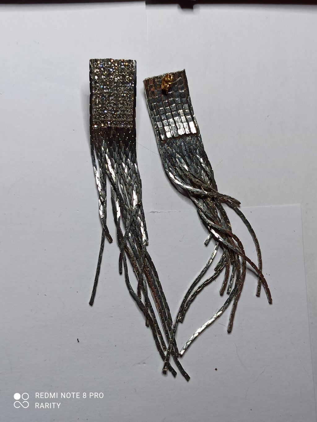 Paire de boucles d?oreilles vintage strass longues pendantes, style années 80