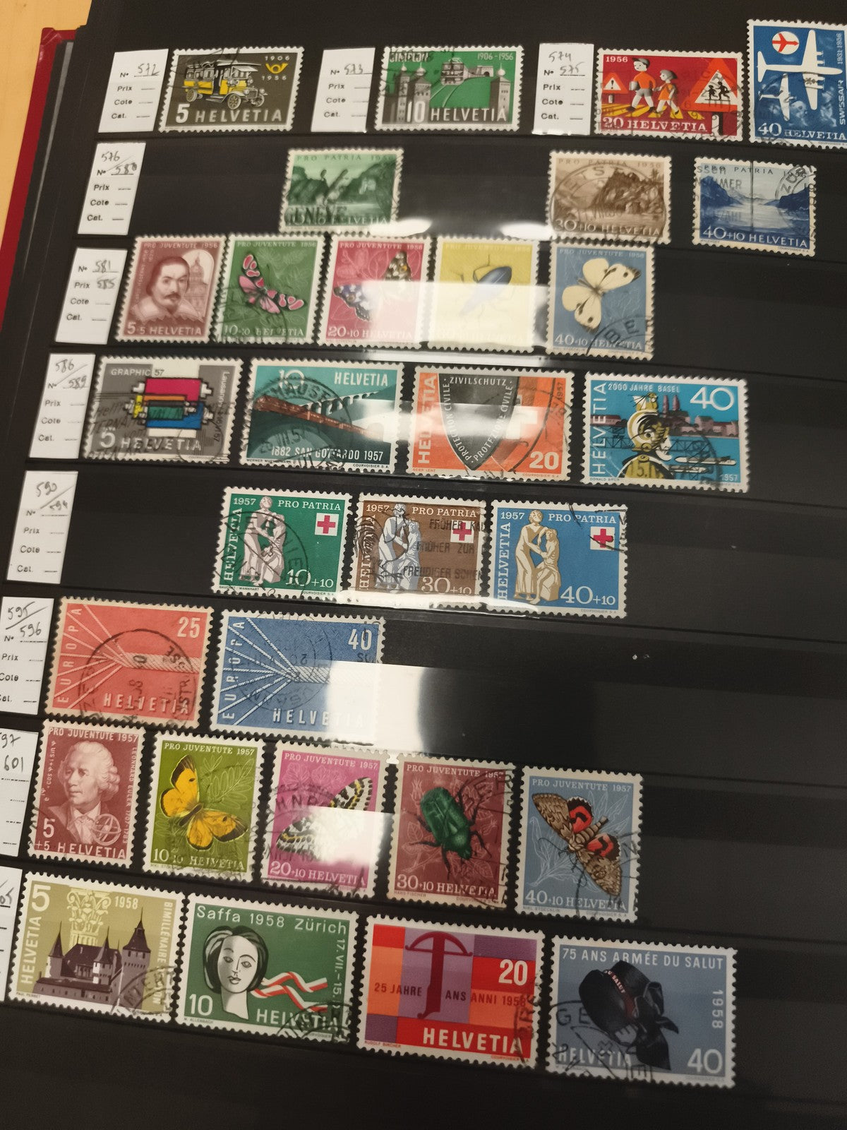 Lot timbres Suisse Helvetia années 1950 1960 thématique animaux Pro Patria