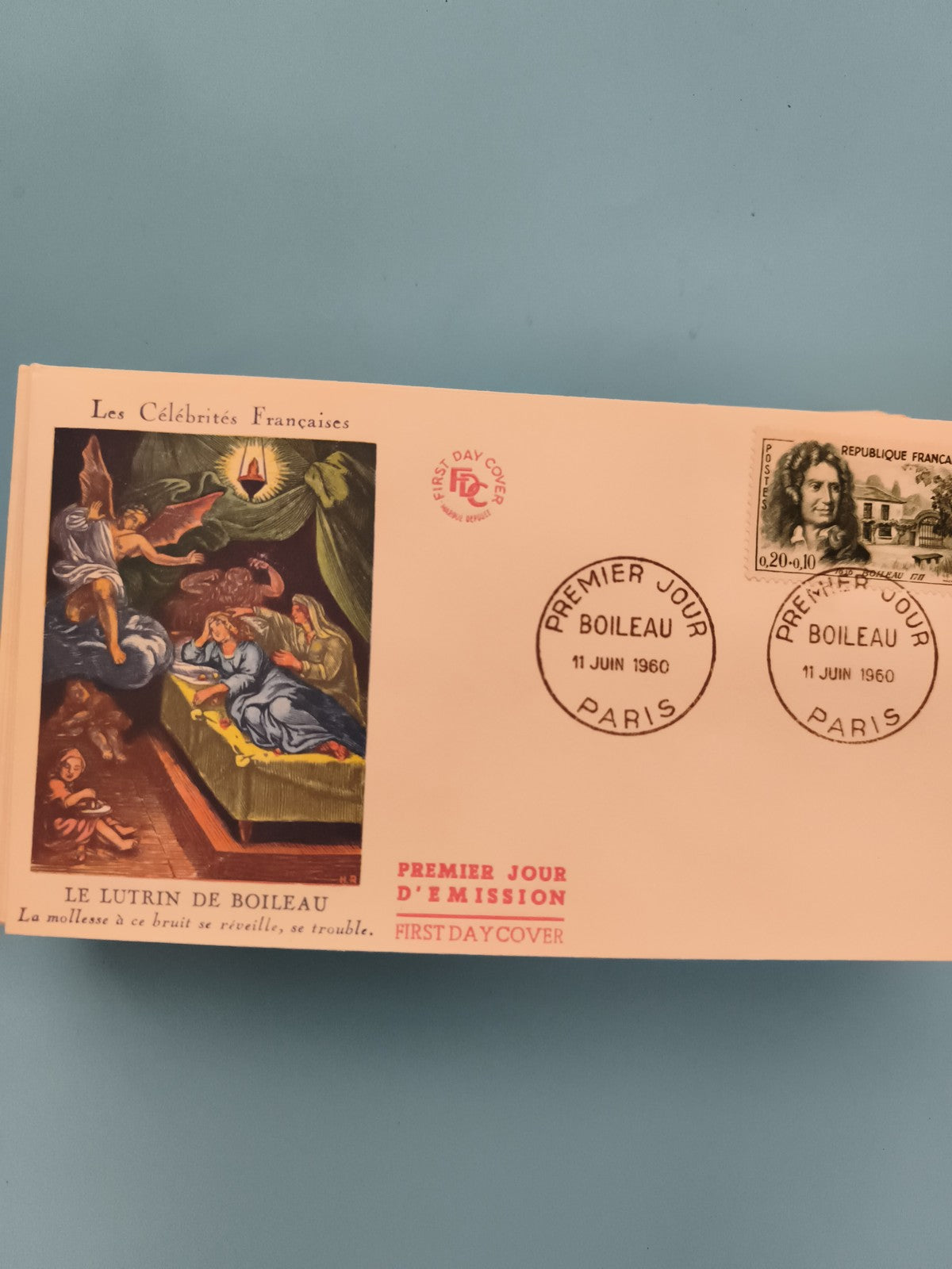 Enveloppe premier jour Boileau 1960 Paris Les Célébrités Françaises FDC