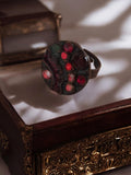 Bague vintage rétro chic, cabochons rouges, fantaisie, taille 55