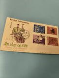 Ancienne enveloppe FDC Vietnam 1966 timbres musique traditionnelle, illustrée