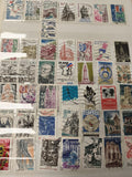 Lot anciens timbres oblitérés France, monuments, personnages, philatélie vintage