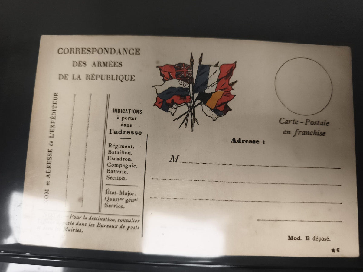Carte postale militaire France Alliés armées République Modèle B philatélie