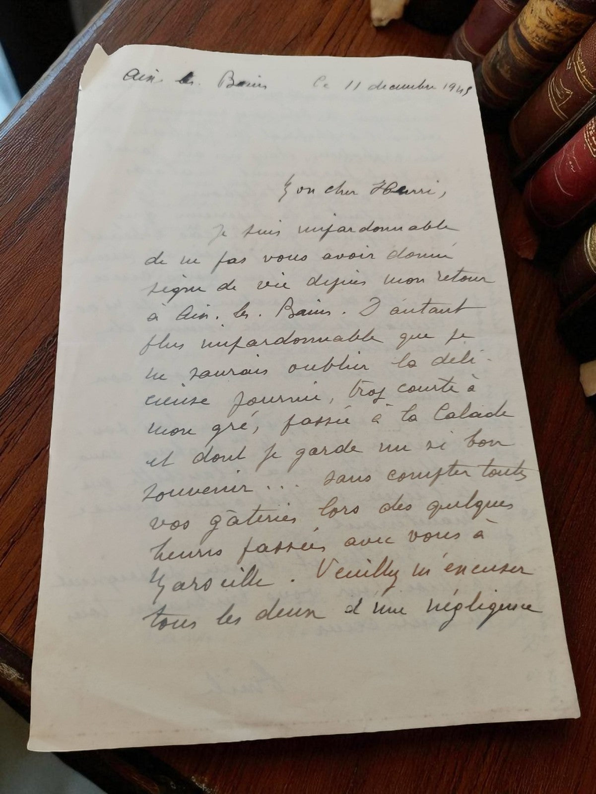 Lettre manuscrite ancienne 1945 Aix-les-Bains WW2 Seconde Guerre vintage