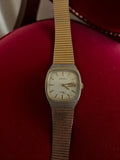 Montre homme vintage CEDEX quartz, cadran rectangulaire jour/date, bracelet méta