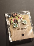 Paire boucles d’oreilles vintage fleurs émaillées deadstock papillon rétro