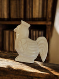 Sculpture poule vintage pierre naturelle blanche déco rustique ancien