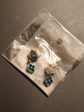 Boucles d’oreilles vintage pendantes bleu or, deadstock, style rétro