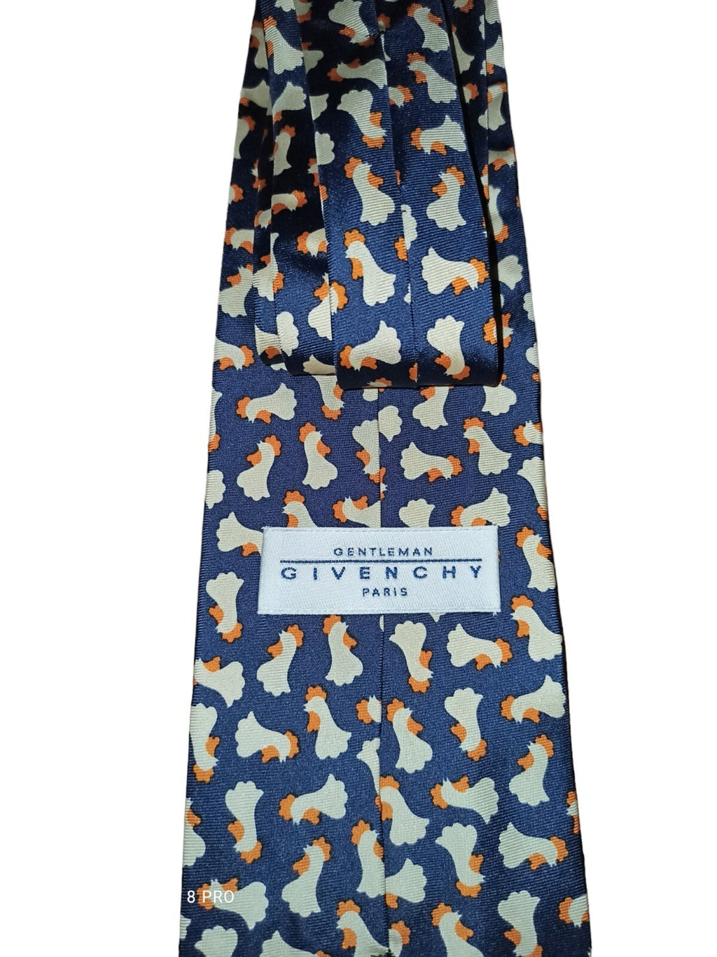Cravate Givenchy Paris motif chiens soie bleu marine élégante homme