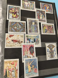 Lot anciens timbres France oblitérés motifs vitraux tapisseries Lascaux art