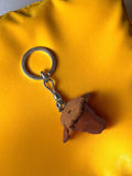 Porte-clés mouton vintage cuir brun rétro, accessoire animalier ancien