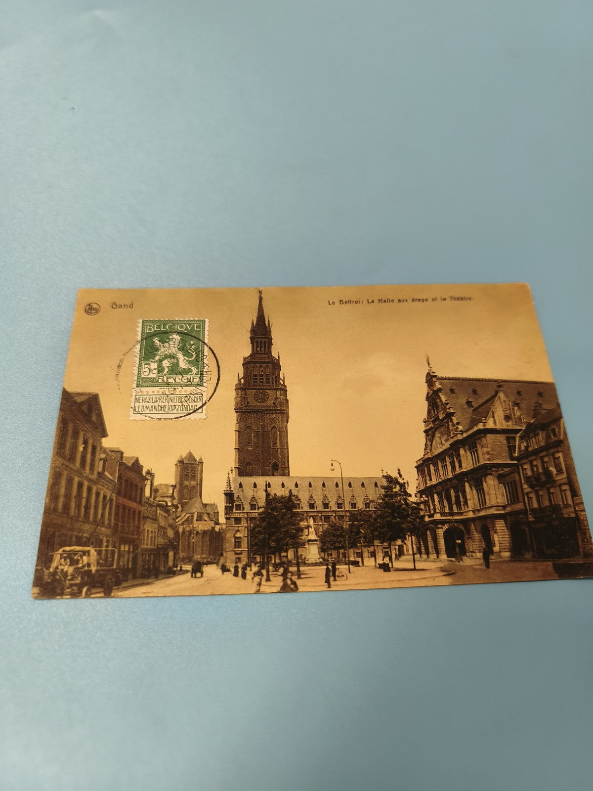 Carte postale ancienne Gand Belgique Le Beffroi timbre d?époque collection