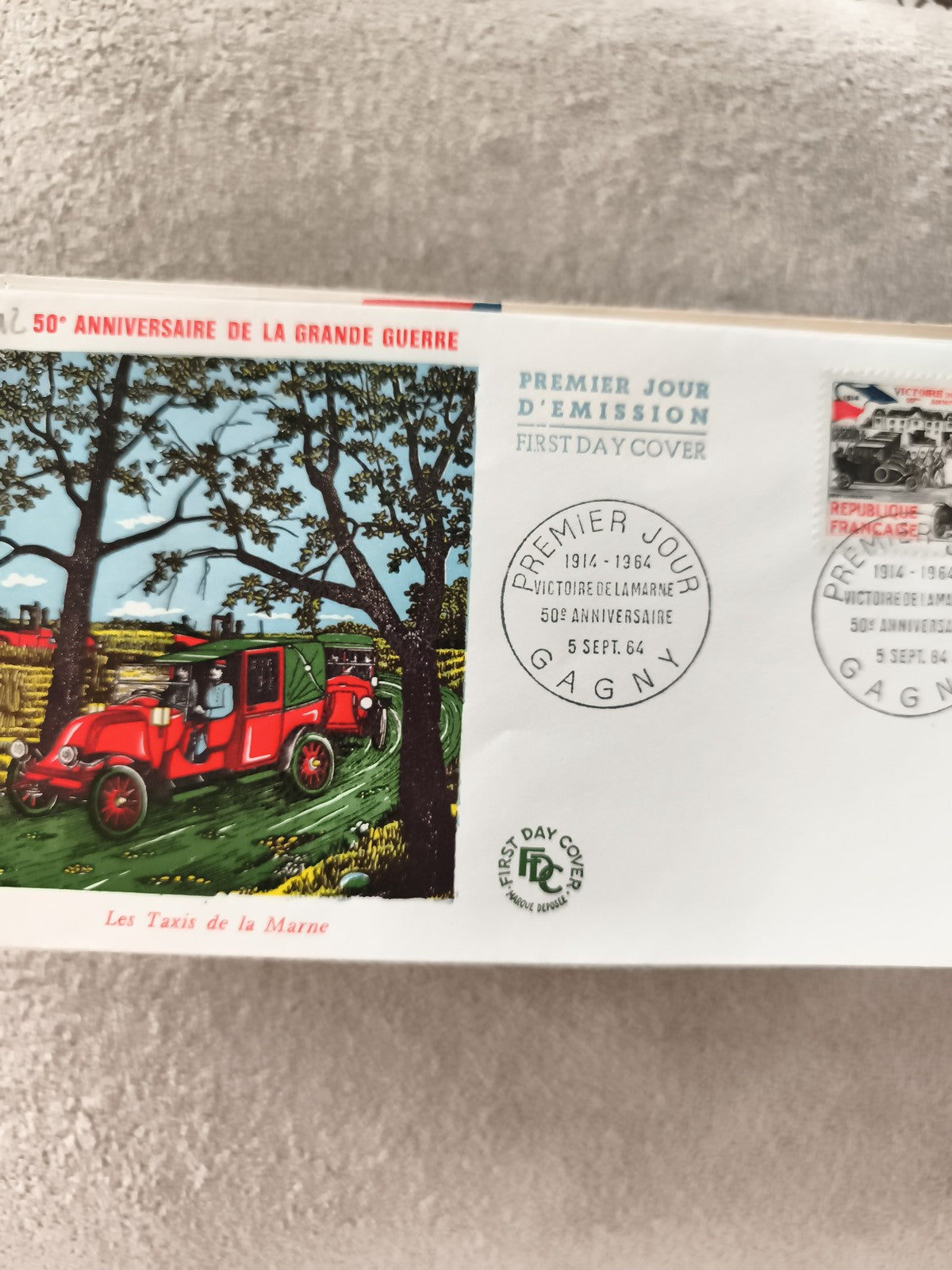 Lettre FDC 1964 Taxis de la Marne 50e anniversaire Grande Guerre ancien