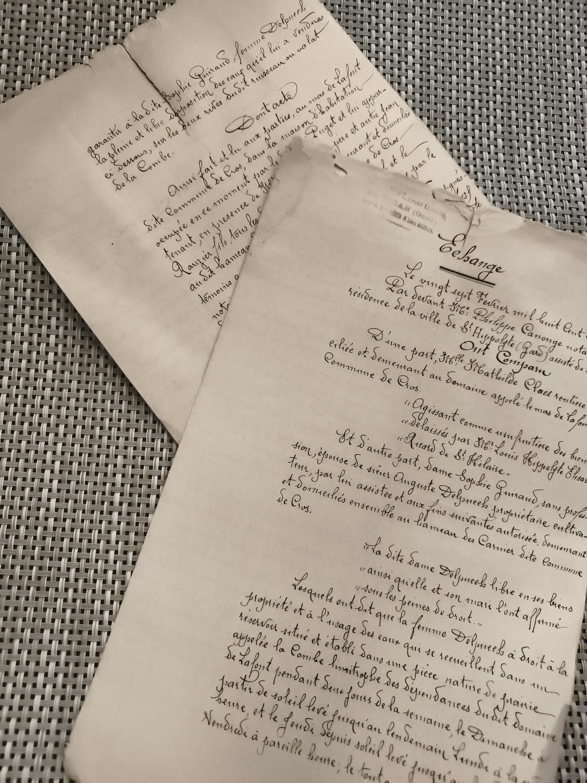 Ancien document manuscrit français XVIIIe, écriture cursive, lot papier ancien