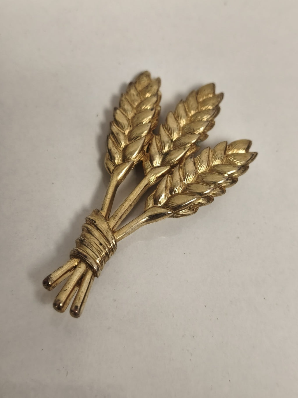 Broche ancienne épi de blé doré, bijou fantaisie vintage, bouquet rétro
