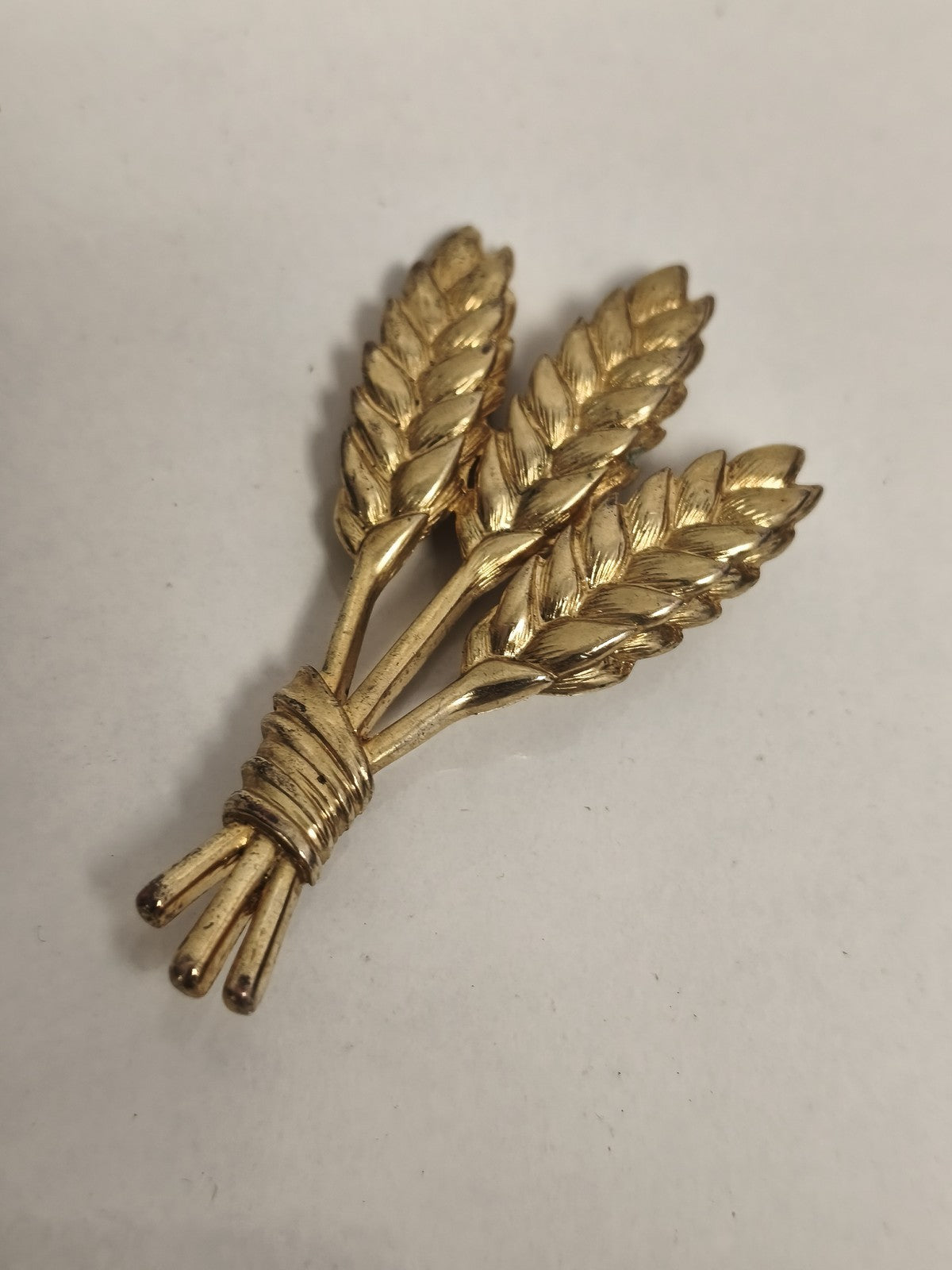Broche ancienne épi de blé doré, bijou fantaisie vintage, bouquet rétro