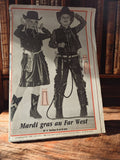Patron couture enfant vintage Far West 1982, déguisement cowboy, Mardi gras